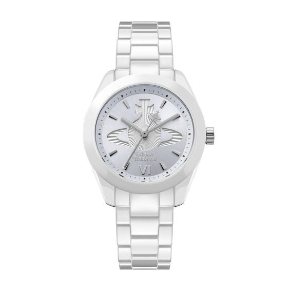 Women's Vivienne Westwood Fenchurch Ceramica Light Blue Dial & White Ceramic Bracelet Watch