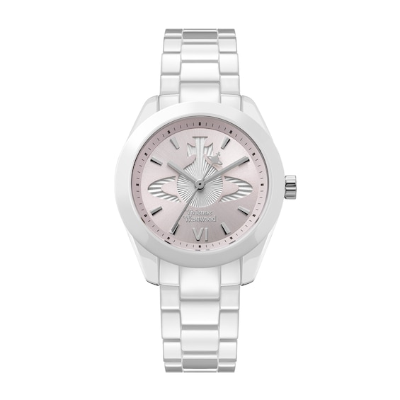 Women's Vivienne Westwood Fenchurch Ceramica Light Pink Dial & White Ceramic Bracelet Watch