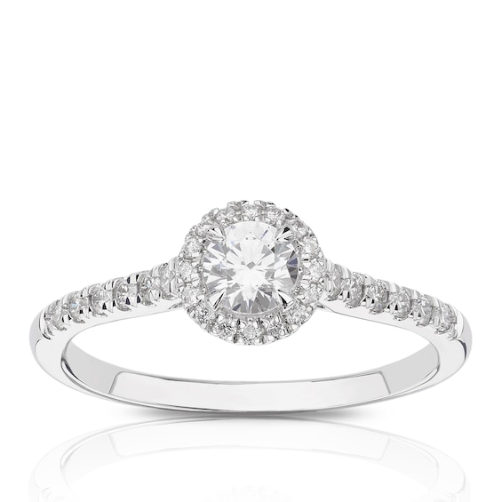 Engagement Ring 18ct White Gold Round Halo 0.50ct Eternal Diamond Ring