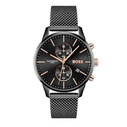 BOSS Associate 42mm Chronograph Black Stainless Steel Mesh Strap Watch