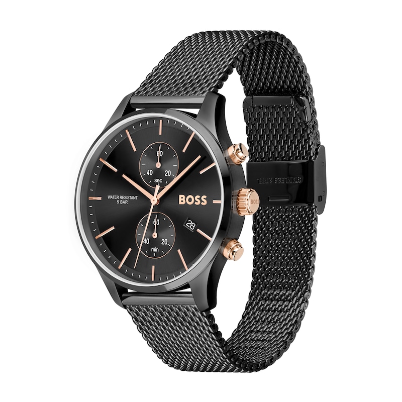 Main Image 3 of BOSS Associate 42mm Chronograph Black Stainless Steel Mesh Strap Watch