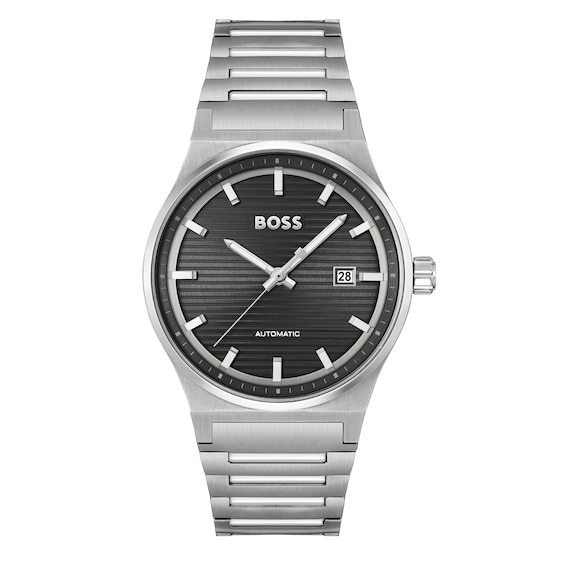 Men's Boss Candor 41Mm Automatic Black Dial & Stainless Steel Bracelet Watch