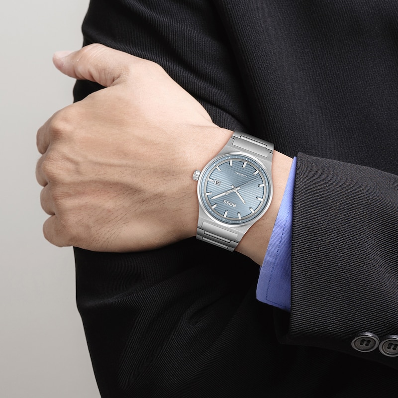 Main Image 4 of BOSS Candor 41mm Automatic Blue Dial & Stainless Steel Bracelet Watch