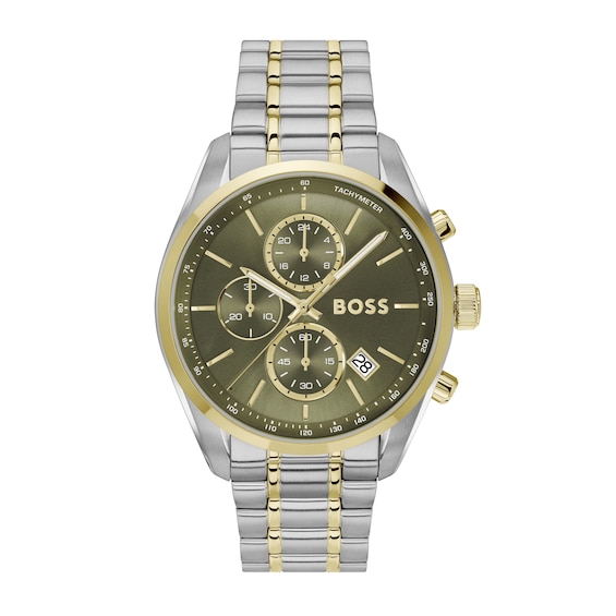 Men's Boss Grand Prix 44Mm Two Tone Bracelet Watch