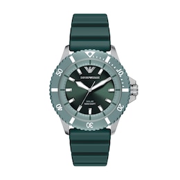 Emporio Armani Men's World Explorer Solar-Powered Green Silicone Strap Watch