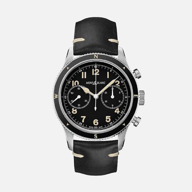 Montblanc 1858 Men’s Black Leather Strap Watch
