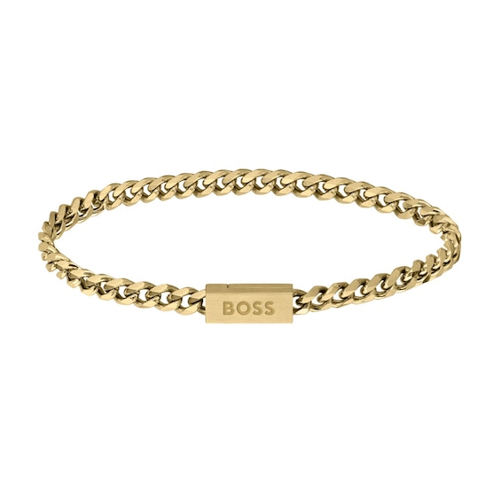 BOSS CHAIN FOR HIM Men’s Yellow Gold Tone Bracelet