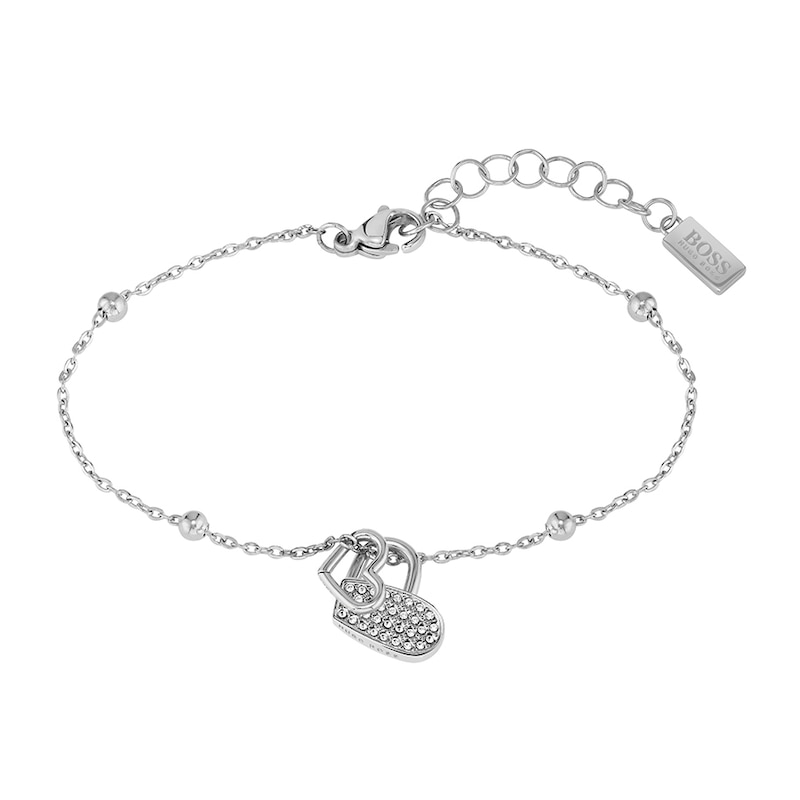 Main Image 1 of BOSS SOULMATE Ladies' Crystal Heart Stainless Steel Bracelet