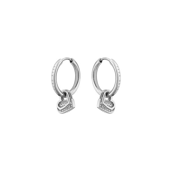 BOSS SOULMATE Ladies’ Crystal Heart Stainless Steel Earrings