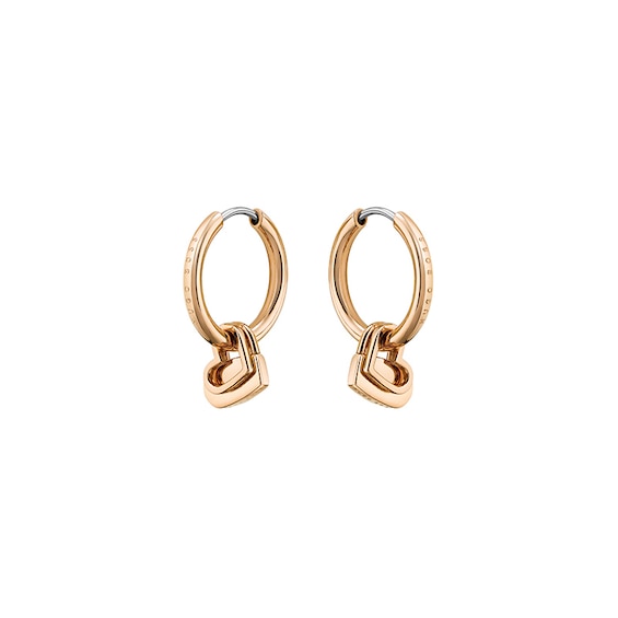 BOSS SOULMATE Ladies’ Heart Gold Tone Hoop Earrings