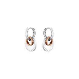 BOSS MEDALLION Ladies' Two-Tone Hoop Earrings