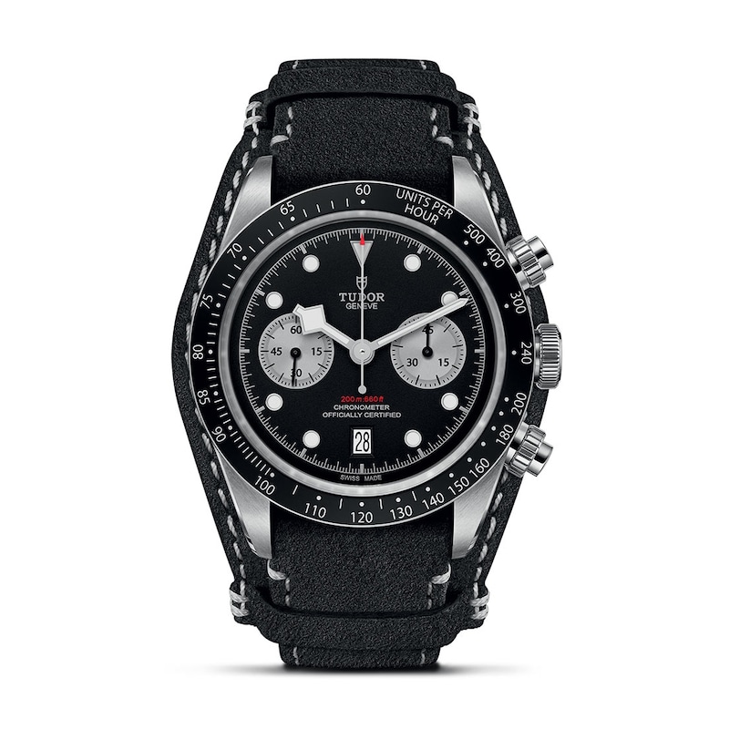 Tudor Black Bay Chrono Men's Steel & Black Leather Strap Watch