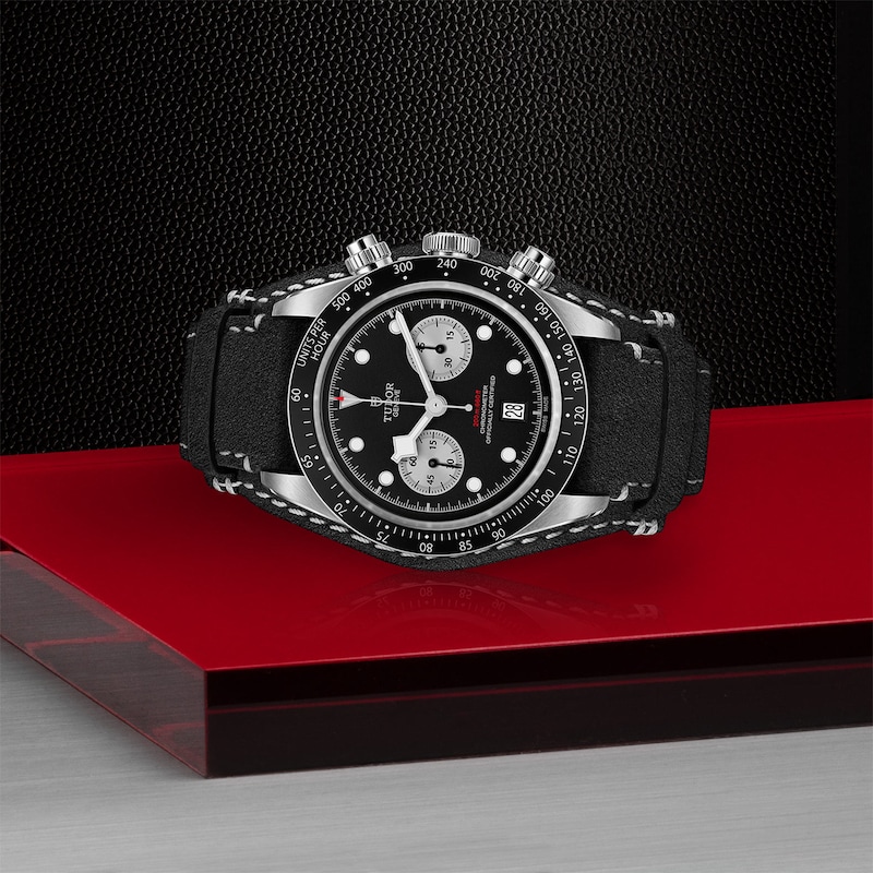 Tudor Black Bay Chrono Men's Steel & Black Leather Strap Watch