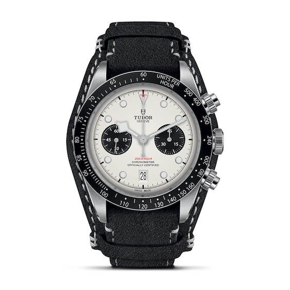 TUDOR Black Bay Chrono Mens Black Leather Strap Watch