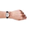 Thumbnail Image 3 of Emporio Armani Ladies' Crystal Dial Black Leather Strap Watch