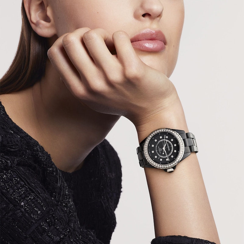 CHANEL J12 Diamond Bezel Ladies' Black Ceramic Watch