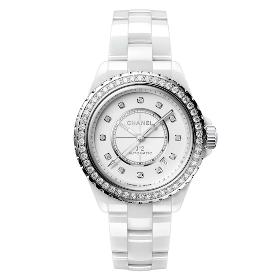 CHANEL J12 Diamond Bezel Ladies’ White Ceramic Watch