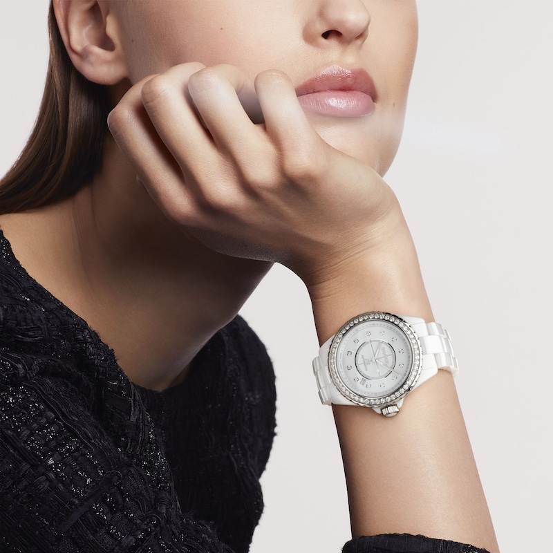 CHANEL J12 Diamond Bezel Ladies' White Ceramic Watch