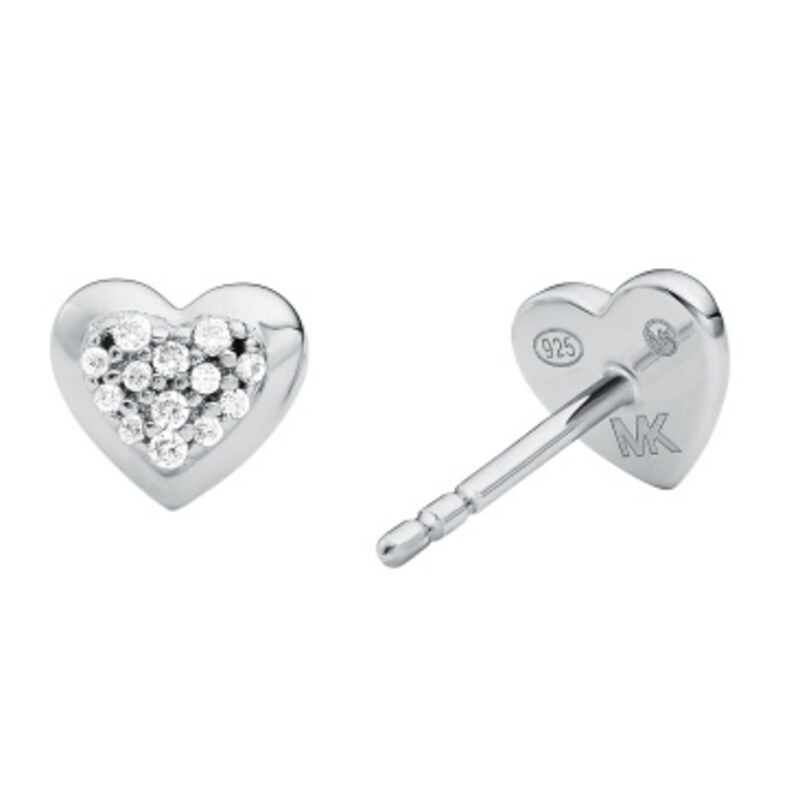 Michael Kors Sterling Silver Kors Love Heart Stud Earrings