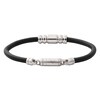 Thumbnail Image 1 of Emporio Armani Men's Black Leather & Stainless Steel 7 Inch Bracelet