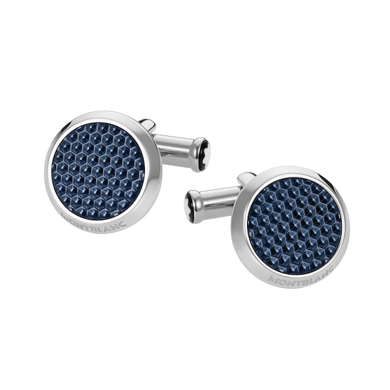 Montblanc Meisterstuck Men’s Steel & Blue Lacquer Cufflinks