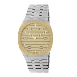 GUCCI 25H Gold-Tone Dial & Stainless Steel Bracelet Watch