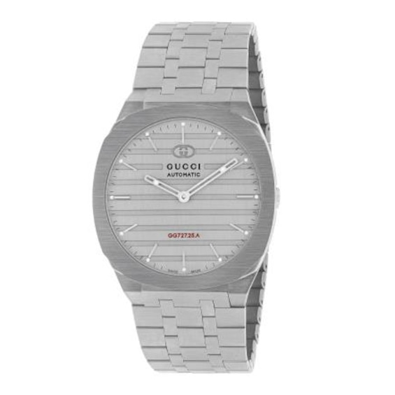 Gucci 25H Silver-Tone Dial Bracelet Watch