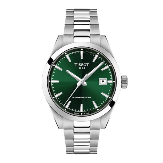 Men's Tissot Gentleman 38Mm Green Dial & Stainless Steel Bracelet Watch