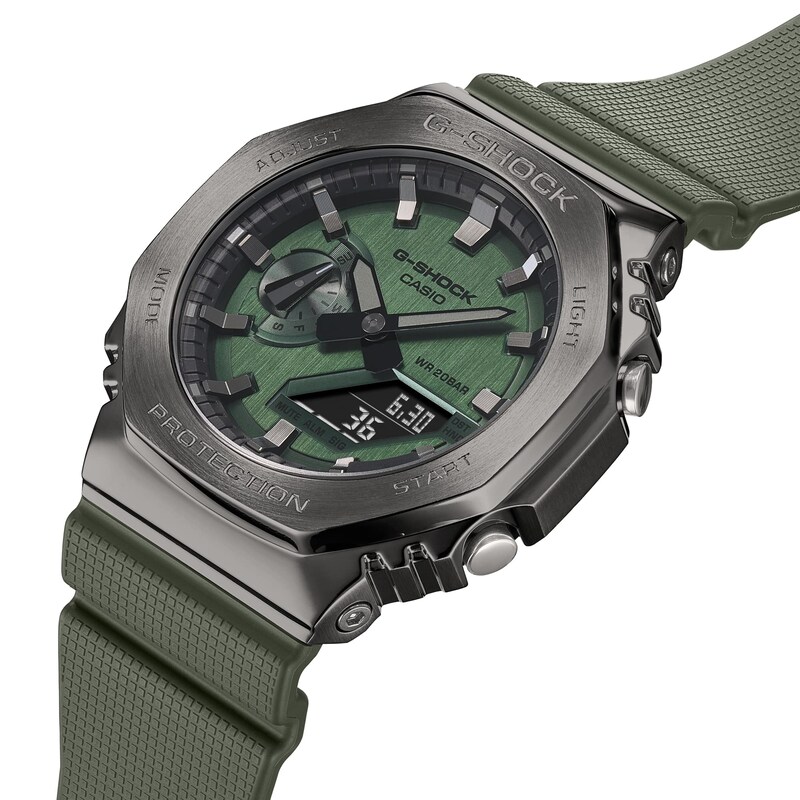 G-Shock GM-2100B-3AER Men's Green Rubber Strap Watch Ernest Jones