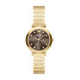 Emporio Armani Archelia Women's 32mm Brown Dial & Gold Tone Bracelet Watch