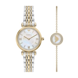 Emporio Armani Women's Two-Tone Stainless Steel Watch & Bracelet Gift Set