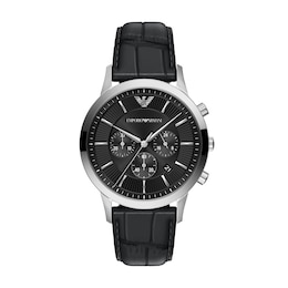 Emporio Armani Archetipo Chronograph Men's 43mm Black Leather Strap Watch