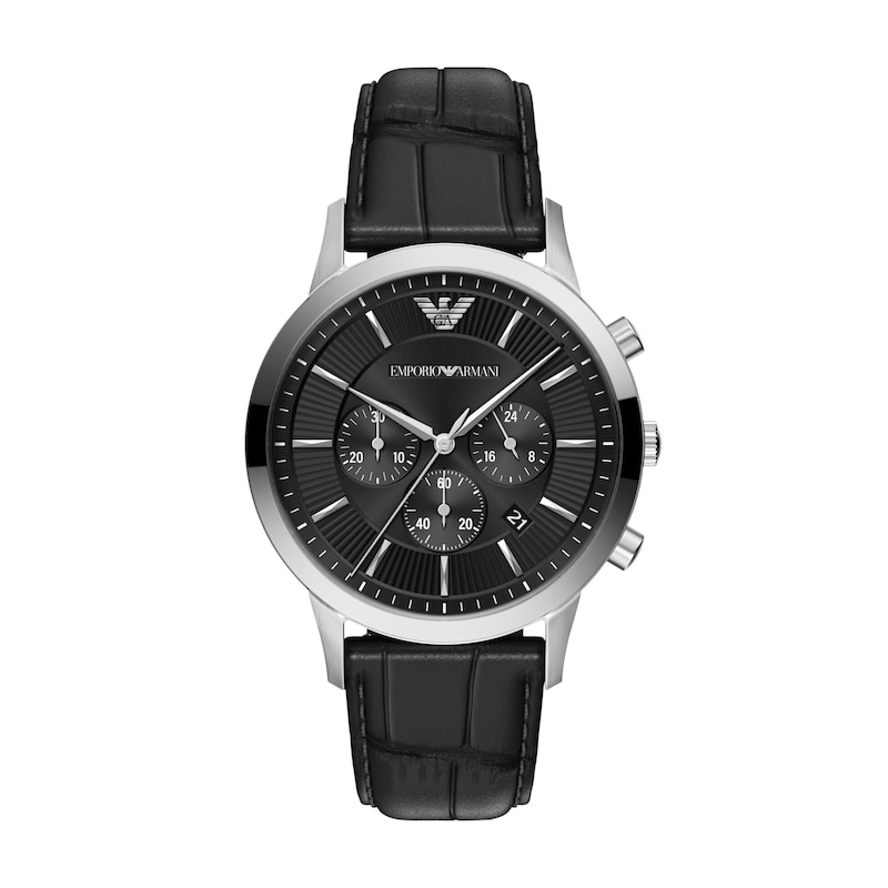 Main Image 1 of Emporio Armani Archetipo Chronograph Men's 43mm Black Leather Strap Watch