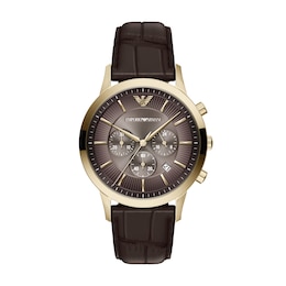 Emporio Armani Archetipo Chronograph Men's 43mm Brown Leather Strap Watch