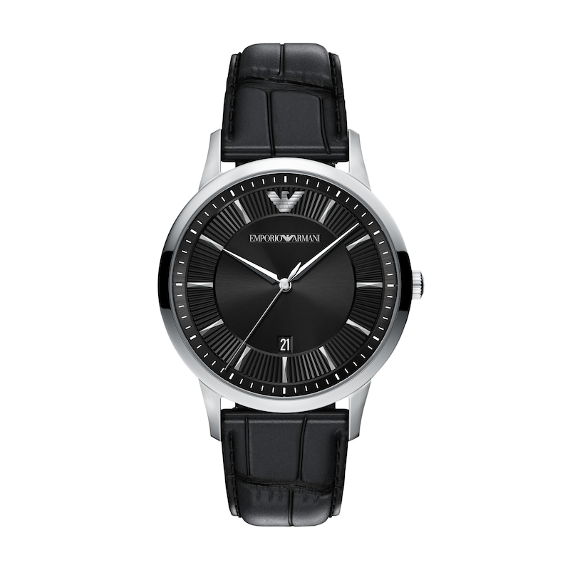Main Image 1 of Emporio Armani Archetipo Men's 43mm Three-Hand Black Leather Strap Watch