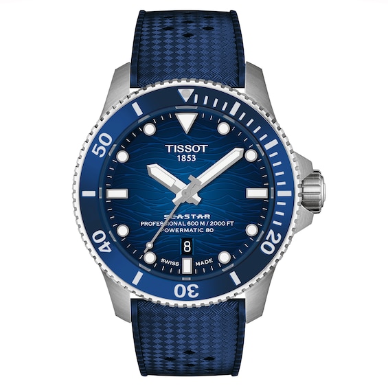 Men's Tissot Seastar 2000 Blue Wave Dial & Rubber Strap Watch