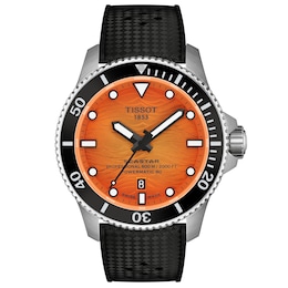 Tissot Seastar 2000 Orange Wave Dial & Black Rubber Strap Watch