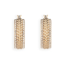Lauren Ralph Lauren Gold Tone Pavé Herringbone Hoop Earrings