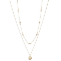 Lauren Ralph Lauren Gold Tone Pavé Herringbone Double Pendant