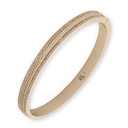 Lauren Ralph Lauren Gold Tone Cubic Zirconia Pavé Herringbone Hinge Bangle