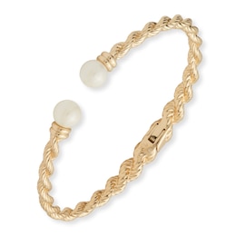 Lauren Ralph Lauren Gold Tone & Faux Pearl Hinge Cuff Bangle