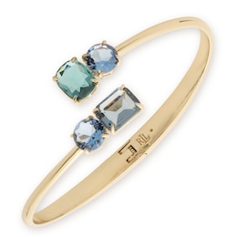 Lauren Ralph Lauren Gold Tone & Faceted Blue Multi Bypass Hinge Cuff