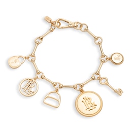 Lauren Ralph Lauren Gold Tone Logo Charm Flex Bracelet