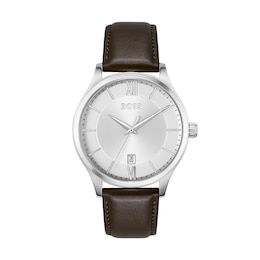 BOSS Elite 41mm Dark Brown Leather Strap Watch