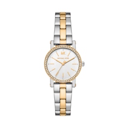 Michael Kors Corey 28mm White Dial & Two Tone Bracelet Watch