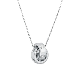 Michael Kors Women's Silver-Tone Logo Pendant Necklace