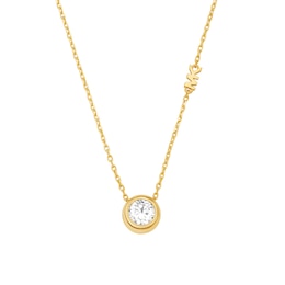 Michael Kors Women's Gold-Tone Solitaire Crystal Pendant Necklace