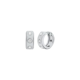Michael Kors Women's Silver-Tone Stone Station Huggie Earrings
