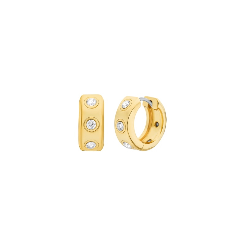 Main Image 1 of Michael Kors Women's Gold-Tone Stone Station Huggie Earrings
