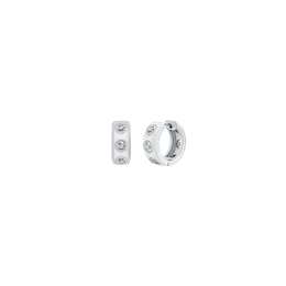 Michael Kors Women's Silver-Tone Logo Huggie Earrings